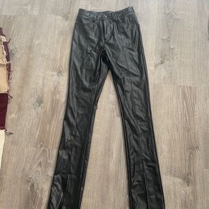 Leather split hem pants